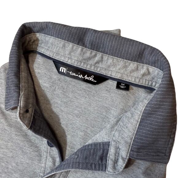 Travis Mathew Polo Mens Short Sleeve Pocket Tee Size Medium Gray Collar Golf - Picture 5 of 5
